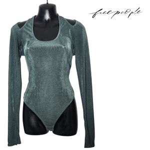Intimately by Free People - Shimmery Green Sheer Long Sleeve Bodysuit